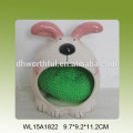 Ceramic sponge holder with rabbit figure